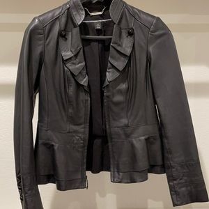 White House Black Market Genuine Leather black jacket